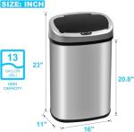 Touch-Free 13-Gallon Stainless Steel Trash Can