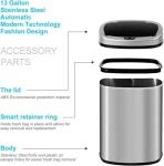 Touch-Free 13-Gallon Stainless Steel Trash Can
