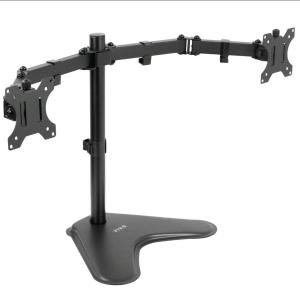 VIVO STAND-V002F Dual LED LCD Monitor Free-Standing Desk Stand for 2 Screens up to 27 Inch Heavy-Duty Fully Adjustable Arms with Max VESA 100x100mm