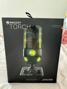ROCCAT Torch USB Microphone, Studio-Grade Audio, PC Computer Gaming Wired Mic, RGB AIMO Lighting with Indicator, For Streaming, Recording, Podcasting, Quick Mute, Boom Arm Compatible, Black