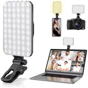 ALTSON 60 LED Portable Selfie Light Video Conference Lighting with Clip & Camera Tripod Adapter Rechargeable 2200mAh CRI 97+, 3 Light Modes for Phone iPhone Webcam Laptop Photo Makeup