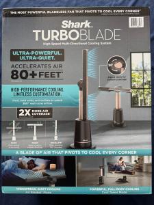 Shark TurboBlade Fan—Ultra-customizable bladeless tower fan, pivots, twists, oscillates 180°, circulates and propels air, 10 noise levels + 10 speeds, easy to clean, charcoal, TF202S