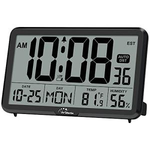 WallarGe Digital Wall Clock with Temperature and Alarm