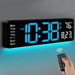 16" Digital Wall Clock with Remote Control and Night Light