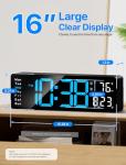 16" Digital Wall Clock with Remote Control and Night Light