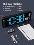 16" Digital Wall Clock with Remote Control and Night Light