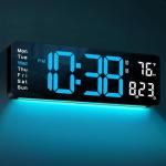 16" Digital Wall Clock with Remote Control and Night Light