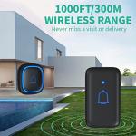 Waterproof Wireless Doorbell with 66 Chimes and 115dB