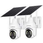 2 Pack 2K Wireless Solar Security Cameras 360° View
