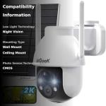 ieGeek 2K Solar WiFi Outdoor Security Camera