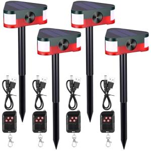 Qualirey 4 Pack Ultrasonic Motion Sensor Animal Repellent