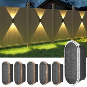 Ellasay 6-Pack Solar Fence Lights for Outdoors