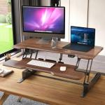 Electric Standing Desk Converter with Keyboard Tray