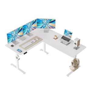 Electric Adjustable L-Shaped Standing Desk - White