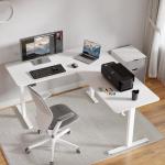 Electric Adjustable L-Shaped Standing Desk - White