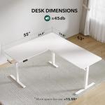 Electric Adjustable L-Shaped Standing Desk - White