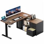 HUANUO Electric L Shaped Standing Desk with Drawers