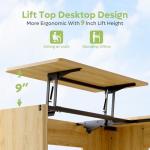 Bestier 55-Inch L Shaped Lift Desk - Natural Oak