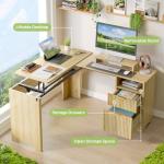 Bestier 55-Inch L Shaped Lift Desk - Natural Oak