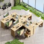 Bestier 55-Inch L Shaped Lift Desk - Natural Oak