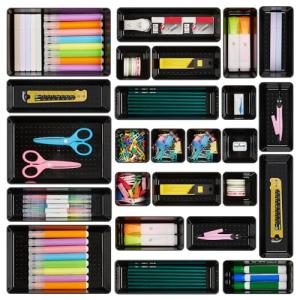 Vtopmart 25-Piece Drawer Organizer Set in Black