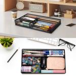 Black Desk Drawer Organizer with 4 Compartments