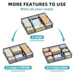 Marbrasse 2 Pack Adjustable Desk Drawer Organizers