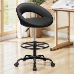 Adjustable Office Drafting Chair with Wheels and Support