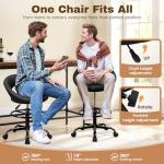 Adjustable Office Drafting Chair with Wheels and Support