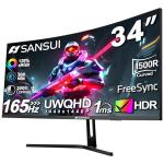 SANSUI 34-Inch Curved Gaming Monitor 165Hz