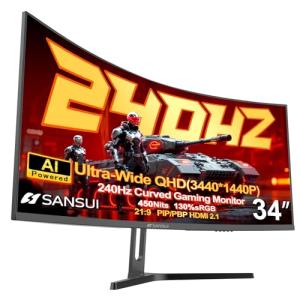 SANSUI 34" Ultrawide Curved Gaming Monitor