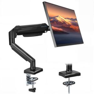 BONTEC Monitor Arm Desk Mount, Gas Spring Monitor Stand, Adjustable Full Motion VESA with C Clamp & Grommet Base, Supports 6.6-19.8lbs LCD/LED Tilt, Swivel, Rotation (Single Arm, 15-32 Inch)