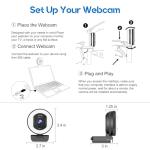 Galyimage 4K Webcam with Ring Light Web Cam 4K Autofocus with TOF Computer Camera 1080P 60FPS Web Camera Built-in Privacy Cover and Microphone Streaming Webcams for Zoom/Skype/Google Meet