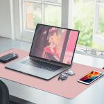 Pink Wireless Charging Desk Mat for Office