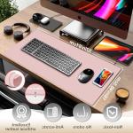 Pink Wireless Charging Desk Mat for Office