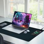 Wireless Charging Desk Mat and Mouse Pad, Black