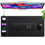 Wireless Charging Desk Mat, Reversible Felt & Vegan Leather