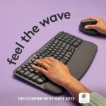 Logitech Wave Wireless Ergonomic Keyboard with Palm Rest
