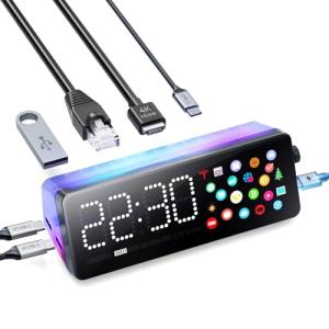 Laptop Docking Station, 7-in-1 USB C Docking Station with Screen, Multiple Built-in Apps, USB C Hub with HDMI 4K@60Hz, 1 Gbps Ethernet, 90W Max Charging for Laptop, 5Gbps USB-A/C Ports for Windows/Mac