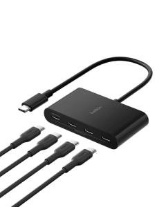 Belkin Connect 4 Port USB C Hub - Multiport Adapter Dongle with 4 USB C 3.2 Gen 2 Ports - High Speed 10G Data Transfer for Laptop, MacBook, iPad, PC, and More - 100W PD