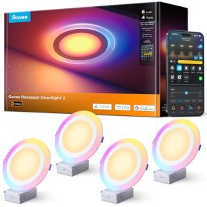 Govee Smart 6-Inch RGBIC Downlights with Alexa Compatibility