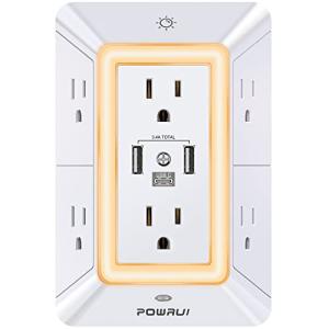 POWRUI 6-Outlet Surge Protector with USB Ports
