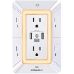 POWRUI 6-Outlet Surge Protector with USB Ports