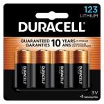 Duracell CR123A 3V Lithium Batteries, 4-Pack
