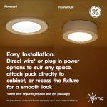 GE Cync Reveal HD+ Smart Undercabinet Puck Light Fixtures, Color Changing Undercab Puck Lights, Smart Wi-Fi Kitchen Lights, Works with Alexa and Google Home, 3-in (3 Pack)