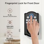 Keyless Entry Door Lock - Fingerprint Door Locks with App Control - Smart Deadbolt for Front Doors - Biometric Security, Auto-Lock&One-Touch-Lock, IP54 Waterproof, Easy Install