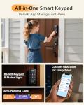Philips WiFi Smart Keyless Entry Door Lock Deadbolt With Handle Set, Built-in WiFi, App Remote & Voice Control, Fingerprint Smart Lock For Front Door, Touchscreen Keypad Front Door Lock Set, Auto Lock