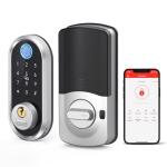 Smart Keyless Entry Door Lock - SMONET Fingerprint Electronic Deadbolt Touchscreen Keypad Biometric Digital Bluetooth Door Lock Smart Deadbolt Compatible with Alexa for Homes and Hotel Silver