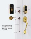 Smart Front Door Lock Set - SMONET Fingerprint Deadbolt Keypad Front Door Lock with Handle Keyless Entry Keypad Handleset Biometric Digital Bluetooth Deadbolt Compatible with Alexa Gold