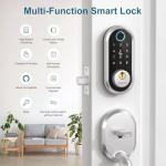 Smart Keyless Entry Door Lock - SMONET Fingerprint Electronic Deadbolt Touchscreen Keypad Biometric Digital Bluetooth Door Lock Smart Deadbolt Compatible with Alexa for Homes and Hotel Silver